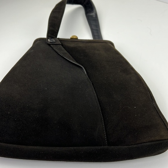 Vintage Classic Brown Brushed Suede Handbag - Picture 2 of 11